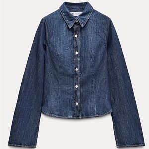 Zara Blue Denim Button Down Shirt